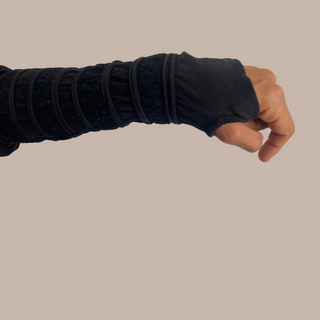 Missbestore Women Alternative, Casual Chic, Elegant, Yoga, Urban High Neck, Size: S/M& M/L, Color: Black, Asymmetrical Jumper Dress with removable sleeves & 2 lateral pockets. Stretch Cotton Lyrca and lace. Steampunk & Activewear. Rock n Roll n Soul. Rock n Chic. Ref#31.