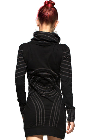 Women High Neck longsleeves Jumper/Dress with 2 lateral pockets EASY Black