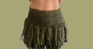 Missbestore Women Burlesque Fancy Festival Party Ruffled Mini Skirt, Size:S/M, Color : Black,  wide stretchy waistline. Stretch cotton lycra and lace. Burning Man. Pole dancing. Performers. Dark fashion. Rocker chic clothing. Fairy queens. Ref#014